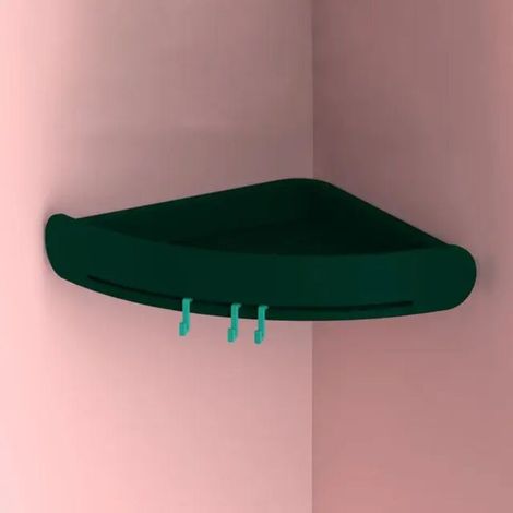 Support triangulaire sans poinçon pour salle de bain Support mural pour étagère de douche Support de rangement pour cuisine Organisateur Articles ménagers Accessoires: Vert foncé
