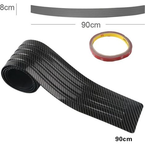 4 pièces Bande de protection pour seuil de porte, coffre et pare-chocs arrière, en fibre de carbone, universel, 90 cm (1/3)