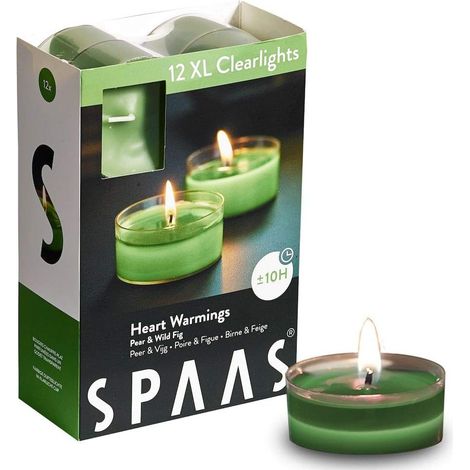 Spaas 12 candele profumate in una tazza trasparente 10 ore verde (1/4)