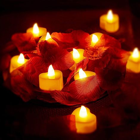 Lot de 24 bougies LED en forme de cœur, bougies chauffe-plat romantiques pour la Saint-Valentin et la décoration de table de mariage. (1/3)