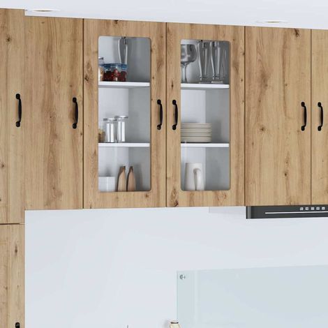 Wall Glass Cabinet LUCCA Artisan Oak 40 x 31 x 80 cm vidaXL