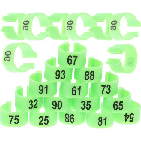 100 Anneaux en Plastique Verts pour Pattes de Pigeons Numérotation, Bagues D'identification pour Volaille Adulte, pour Élevage et Suivi (1/5)