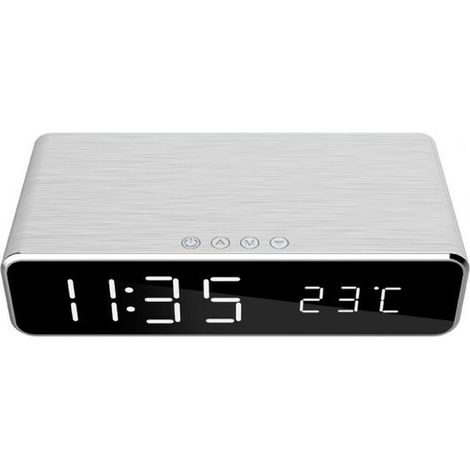 Reloj despertador digital con función de carga inalámbrica negro. (1/5)