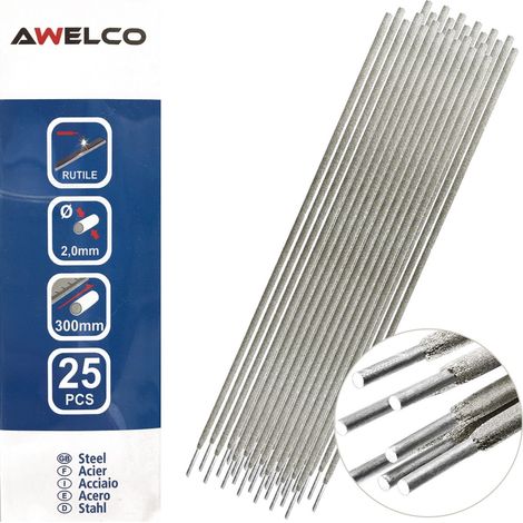 Etui de 25 Electrodes Acier 2 x 300 mm Baguette enrobée Soudure toutes positions AWELCO (1/4)