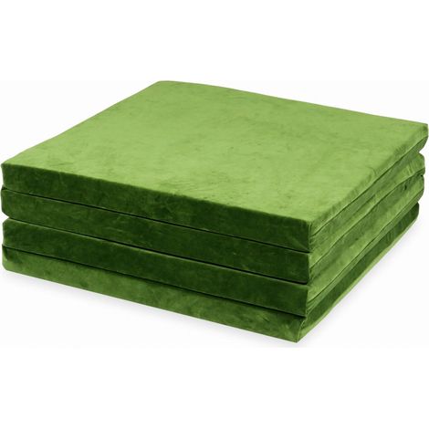 Tappeto da gioco 120x120cm per bambini, quadrato, pieghevole, Velvet Soft Olive (1/4)