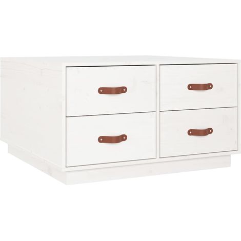 vidaXL Mesa de centro de madera maciza de pino blanco 80x80x45 cm (1/2)