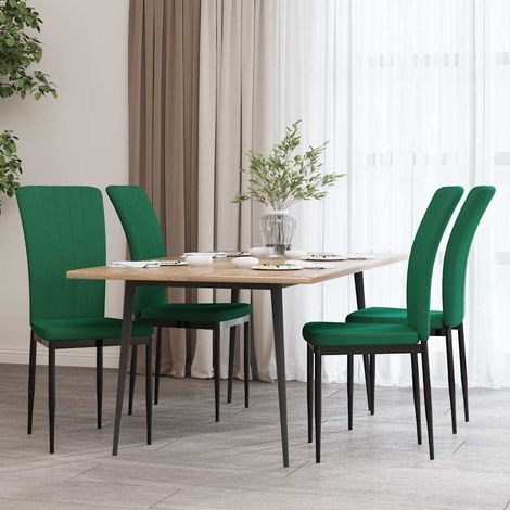 vidaXL Sillas de comedor 4 unidades terciopelo verde oscuro (1/5)