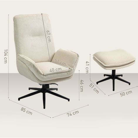 360° drehbarer Relaxsessel mit Fußstütze, beiger Stoff (1/4)