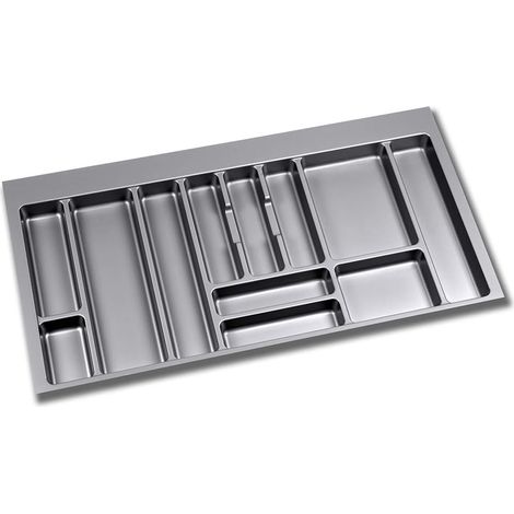 1 - Range Couverts Ajustable - Organiseur De Tiroir - Pour Ustensiles Et Couverts - Cuisine Moderne - Gris - 93,6x48,2cm (1/5)