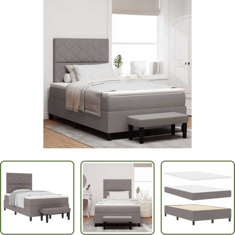 vidaXL Stoffbett - Boxspringbett mit Matratze Taupe 120 x 200 cm Stoff (1/5)