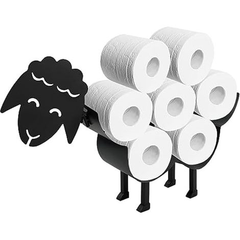 Porte Papier Toilette et Mouchoir Mouton Métallique Noir, Empileur de Rouleaux Pour Salle de Bain (Sheep)