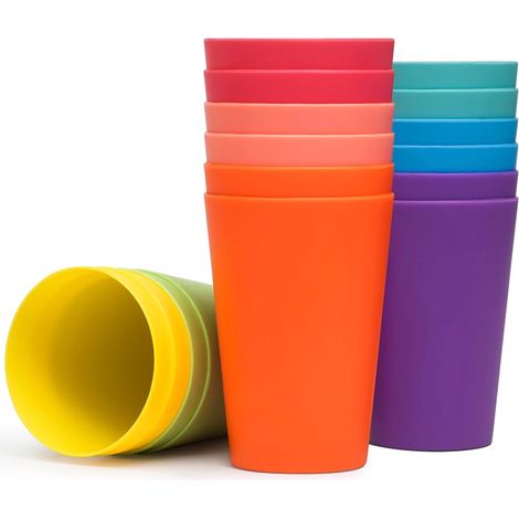Lot de 12 gobelets en plastique, couleurs assorties, résistants aux chocs, pour enfants, maison et camping (1/5)