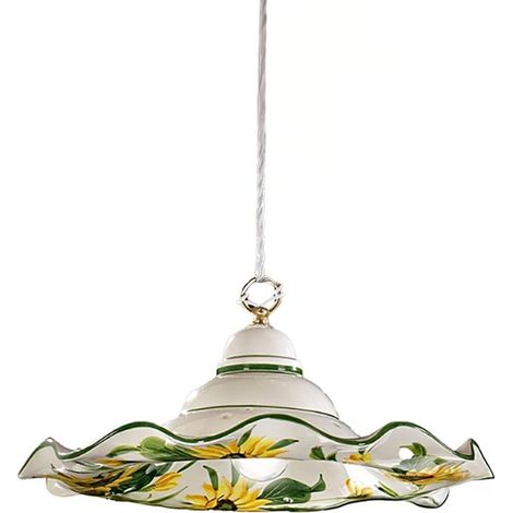 Lampadario ceramica lampadari bartalini 2217.2 e27 led 41cm piatto girasole artigianale