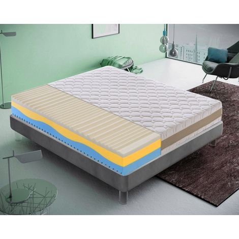 Memory Foam Matratze - 3 Schichten - 5 cm Memory Foam - Abnehmbarer Bezug - 90x200