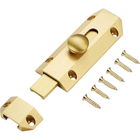 Verrou de sécurité pour porte coulissante, serrure avec vis pour portes, fenêtres et armoires (doré) (1/5)