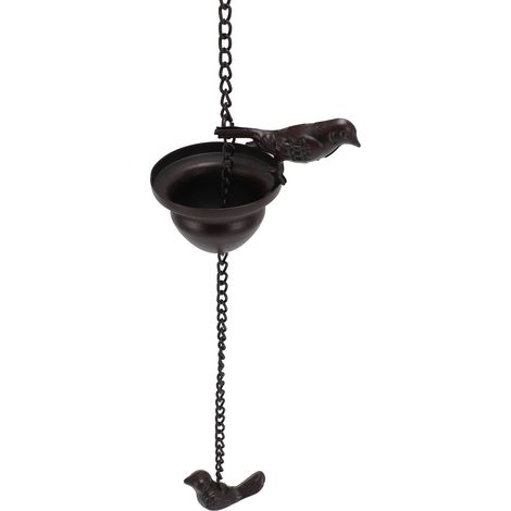 Vogelförmige Regenkette im Becher, 2,4 Meter, für Dachrinnen, dekoratives Windspiel, für den Außenbereich, Vintage-Garten, Regenwassernutzung, Regenketten (1/5)