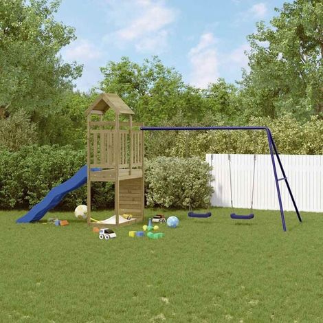 Aire de jeux extérieure : Aire de jeux d'extérieur bois massif de douglas jeu extérieur enfant, aire de jeu jardin, balançoire enfant , pour jardin, usage domestique , enfant 3-8 ans (1/5)