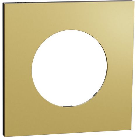 Schneider – Plaque de finition Odace 1 poste – Métal noir – Montage horizontal/vertical – Type à clipser – Finition laiton (1/3)