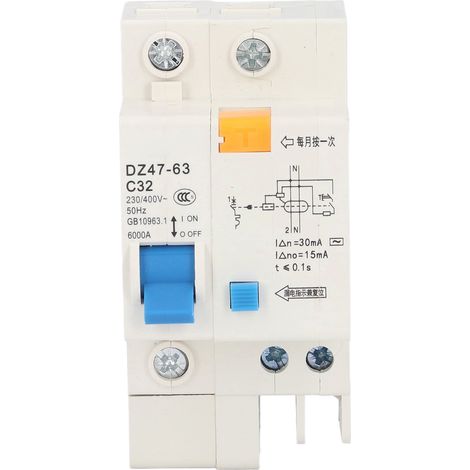 Disjoncteur différentiel 30mA 230V/400V 1P+N 32A DZ4763 C32 - Protection de fuite à la terre, interrupteur automatique modulaire (1/5)