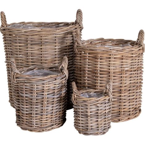 Set di 4 cesti Caor in rattan kubu naturale - misure assortite (1/5)