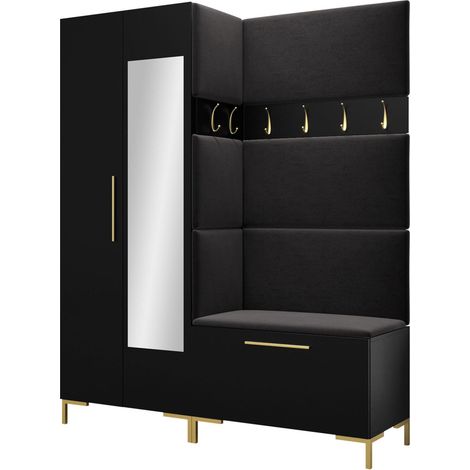Meuble d'entrée Nomal IX, Polo 897, 196x158x46cm, Disponible, Stratifié, Tissu, Murale, À poser