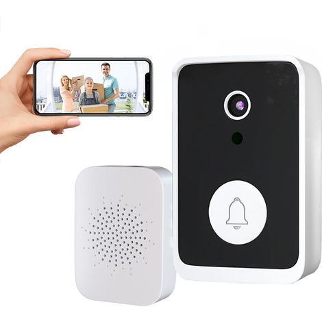 Sonnette sans fil avec caméra, sonnette vidéo avec interphone vocal, surveillance WiFi HD et vision nocturne intelligente-AquaForge
