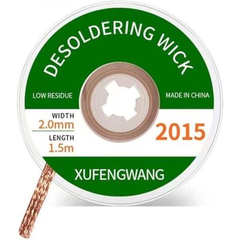 Tresse à dessouder, pour enlever l'étain à souder et démonter les composants électriques, fil à dessouder No-Clean (2,5 mm 1,5 m, 1 pièce) (1/4)