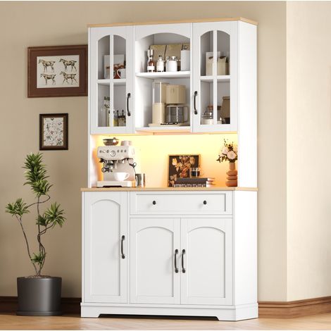 Aparador alto de cocina 100x38x176 cm en MDF blanco con LED RGB - MEUBLIV (1/5)