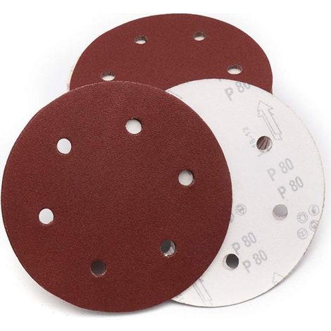 Lot de 10 disques abrasifs 9 pouces, 6 trous, grain 40-2000, papier de verre adhésif rond pour ponçage meubles, outil de ponçage, 320 (1/5)