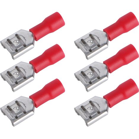 Connecteur électrique femelle FDD1.25-250 à cosse isolée, robuste, durable, stable, pratique pour sertissage de fils, borne à fourche, usage fiable. (1/5)