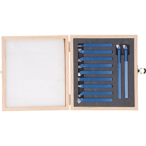 Jeu de 11 outils de tournage en carbure, norme DIN, avec boîte de rangement - 8x8mm (1/5)