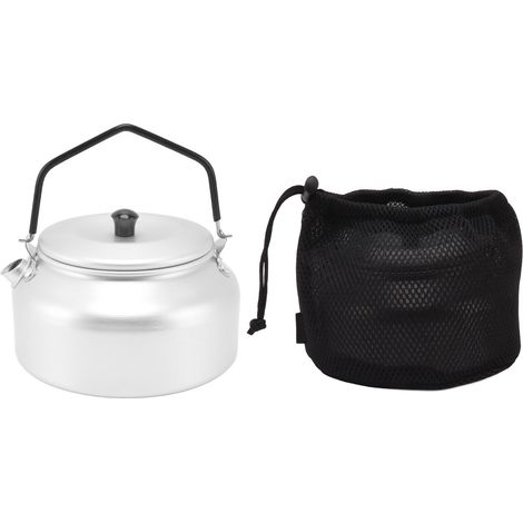 Leichter Campingkessel aus Aluminiumlegierung – Tragbare Tee- und Kaffeekanne für Wanderungen und Picknicks, Silber (1/5)