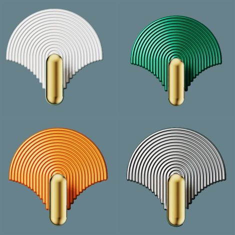 4 Pièces Crochet Collant Solide En Forme D'éventail Petits Crochets Pour Accrocher Porte-serviettes Auto-adhésif Cintres Crochets Sans Poinçon Étagère Porte-clés Poteaux Abdos (1/5)