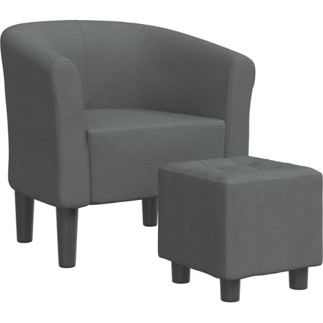 Poltrona lounge seduta comoda dal design moderno con poggiapiedi in tessuto grigio scuro DEC026422