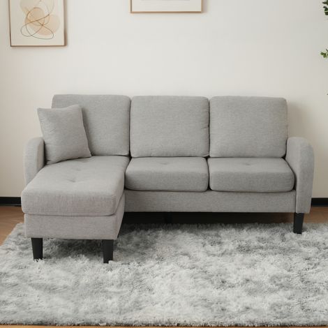 Sofá modular gris con chaise para salón y oficina OKMYHOME (1/5)