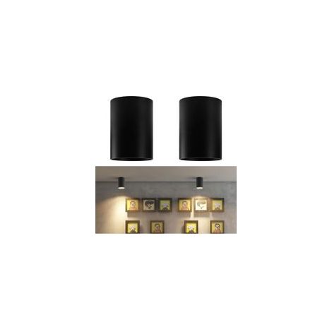 2 spots encastrables plafonniers noirs, culot GU10, design moderne en aluminium rond pour salon, cuisine, couloir et chambre – 7,7 × 8,5 cm (ampoules non incluses) (1/5)