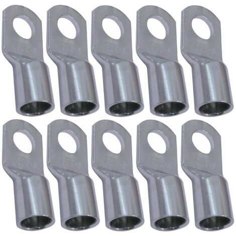 Lot de 10 Cosses Electriques à Oeillet Tubulaire - Oeil - Ø8mm - Non Isolées - pour Conducteur 35mm² - Connecteur de Fil Electrique - Serrage - Couleur Argent (1/3)