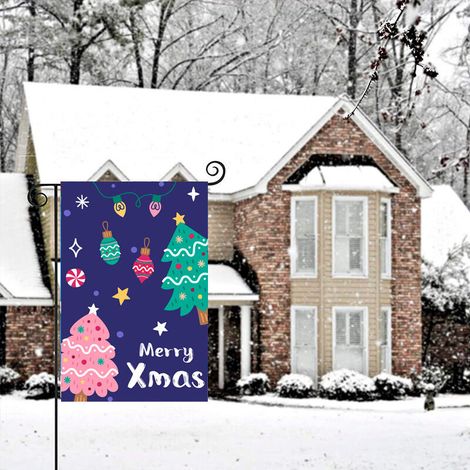 Christmas flag, Christmas garden flag, Santa Claus double-sided print Christmas garden flag holiday party background decoration hanging flag polyester fabric - 30 × 45 cm (1/5)