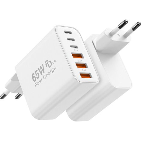 6 Port USB C Charger, Total 65W USB Fast Charger Socket for iPhone 17 16 15 14 13 12 11 Pro Max X XS XR, Multiple Mains Type C Adapter 25W (Max) for iPad, for Galaxy S26 S25 S24 (1/5)