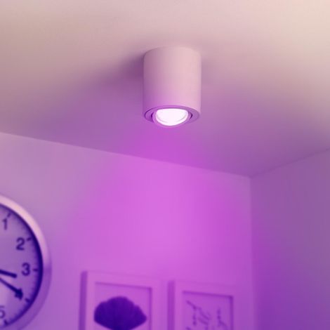 Runder Aufbaustrahler schwenkbar Deckenbeleuchtung - Farbe: weiß - LED Leuchtmittel: GU10 5W RGB+CCT 230V dimmbar 60° (1/5)