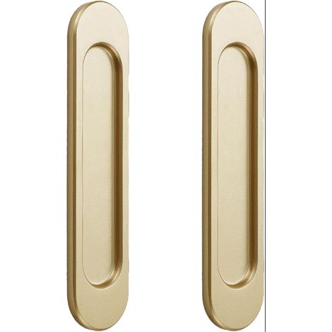 Poignées de Porte Coulissante Ovales Autocollantes, Alliage D'aluminium or mat sans Perforation pour Grange, Fenêtres, Armoires / 15 cm (1/5)