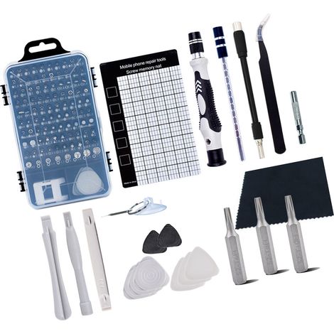 Kit de Réparation Téléphone 123-en-1 Tournevis CRV Précision Set Démonte Montre Outillage Industriel Noir Gris 4mm (1/5)