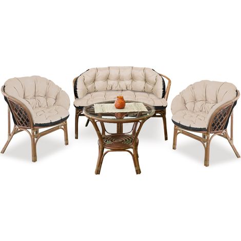 Gartenmöbelset 2x122x40cm + 190x40cm für Stuhl, Sofa, Schaukel, Rattanmöbel, wasserfest, beige