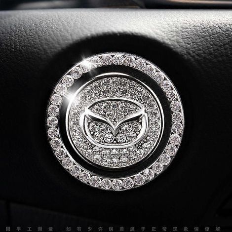 1 anneau décoratif en strass cristal pour bouton de démarrage/arrêt moteur MzdaCar, accessoire auto bling-bling, anneau brillant pour bouton de démarrage, clé de contact et poignée. (1/2)