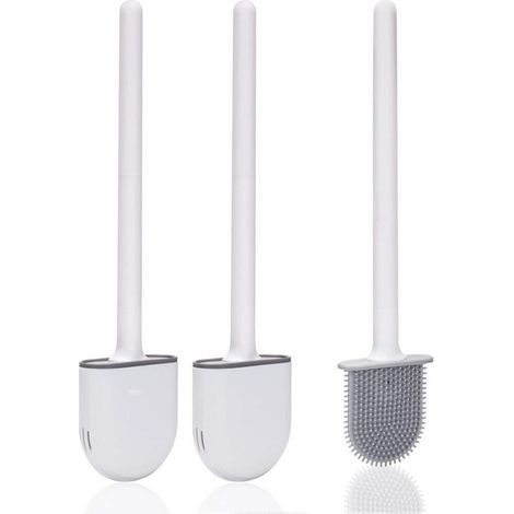 Brosse Toilette Silicone,Brosse WC Silicone et SupportsAvec des Poils Doux et Une Poignée Antidérapante Brosse Toilette Silicone Nettoyage Rapides Brosse WC Suspendu(2 pièces) (1/5)