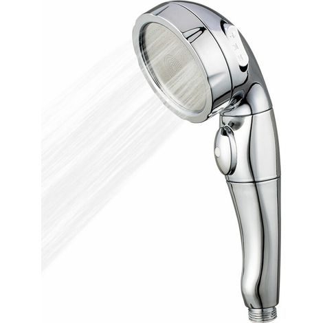 royaluxe - Argent HS2019-5 type arc dauphin trois fonctions detachable a economie d'eau pressurisation a une touche arret d'eau douche a main (1/5)