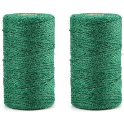 Pack 100m Green Jute Garden Twine for Gardening, Florists and Wrapping