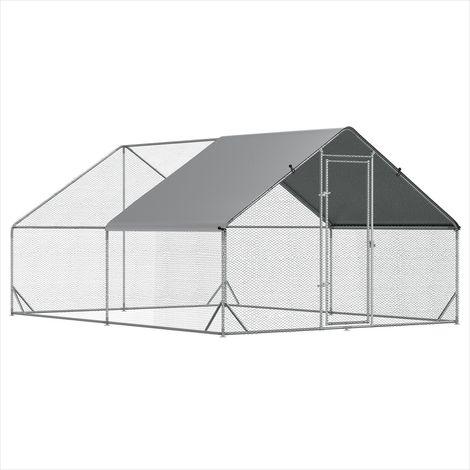 Poulailler enclos 12 m² acier galvanisé avec bâche anti-UV 3 x 4 (1/5)