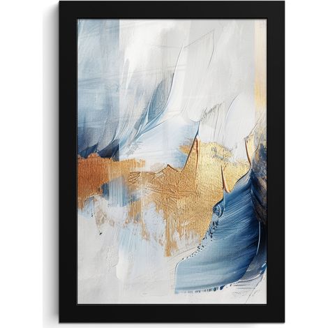 Framed Poster Gold - Blue - Watercolor - Art - Modern 20x30 cm (1/5)