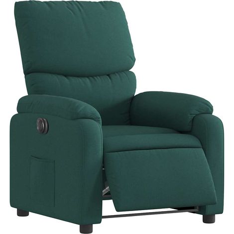 vidaXL Poltrona Elettrica Reclinabile Verde Scuro in Tessuto (1/5)